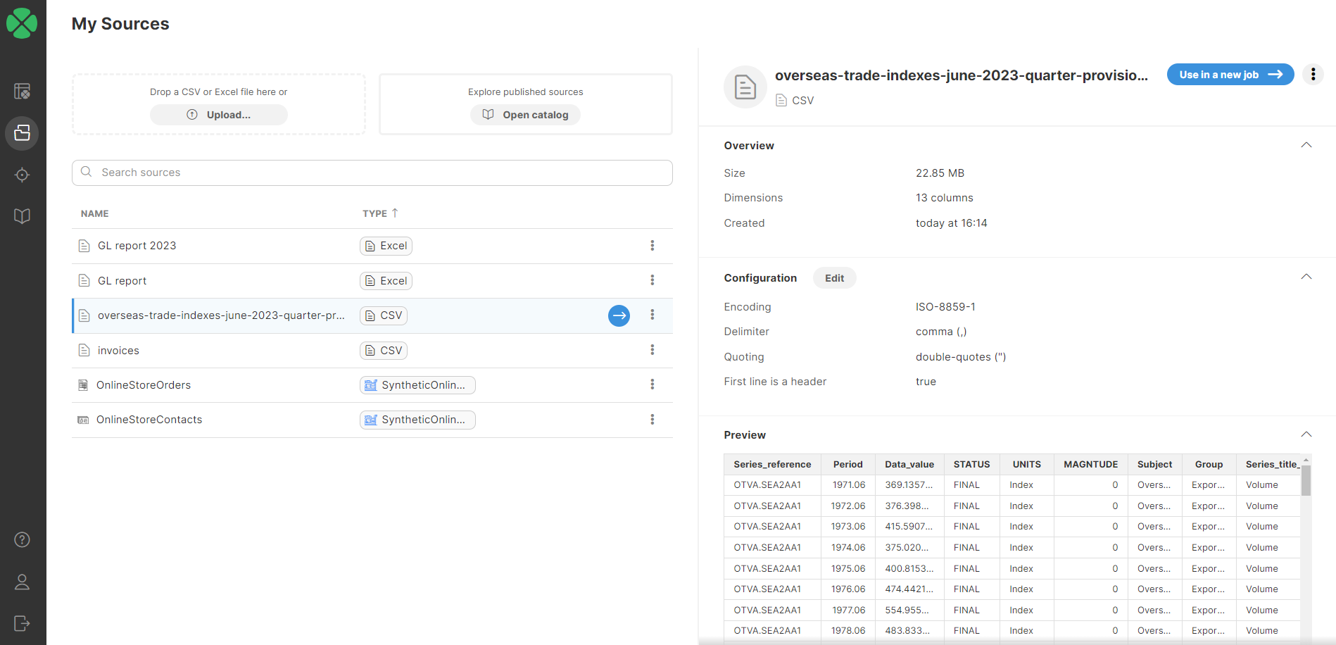 my sources csv file preview