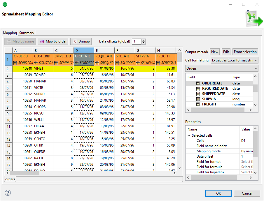 SpreadsheetDataReader basicMapping