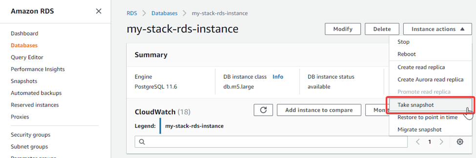 marketplace aws upgrade rds snapshot