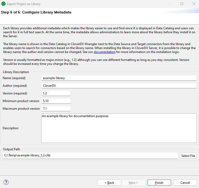 library export 6 metadata