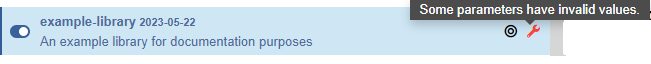 libraryConfigurationParameters tooltip invalid values