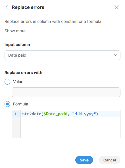 replace errors fix format example