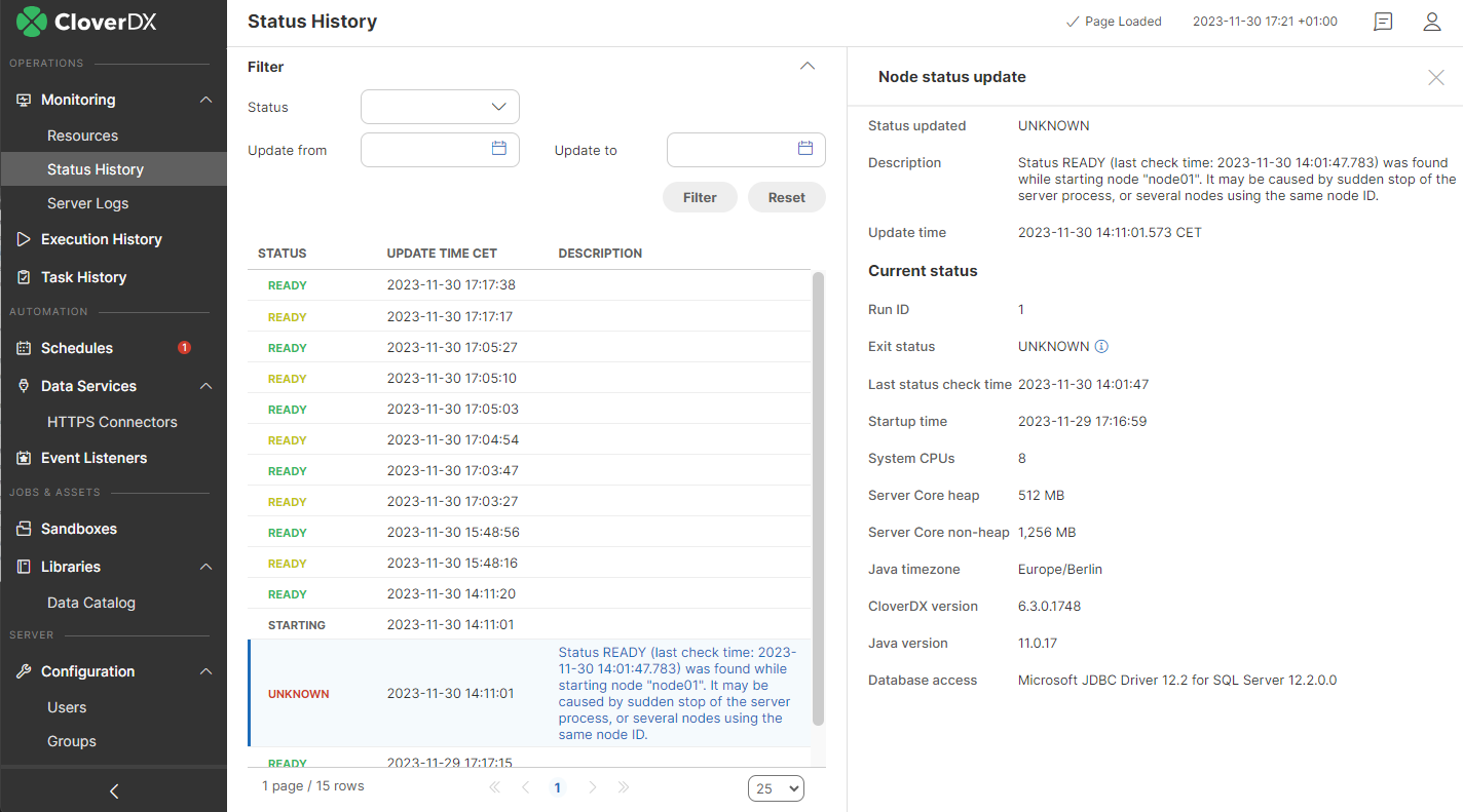 status history detail