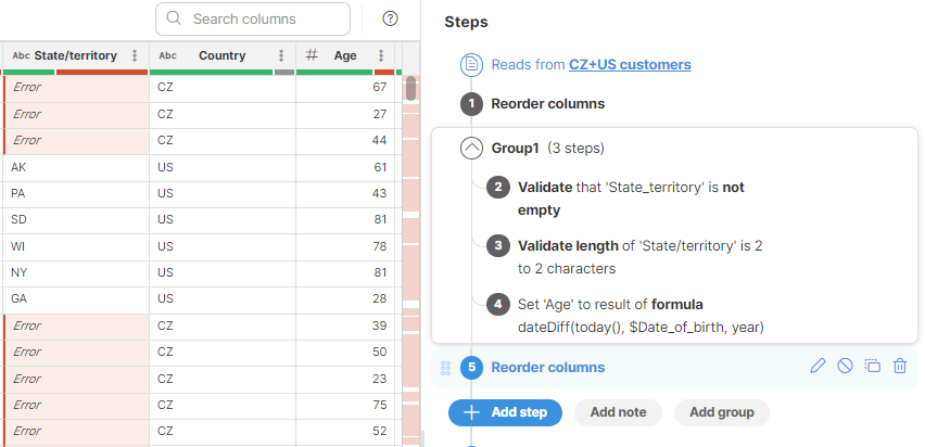 step groups no conditions example