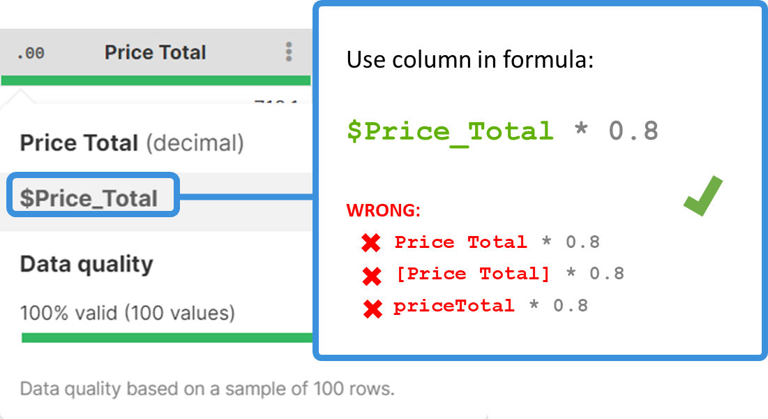 column names formulas