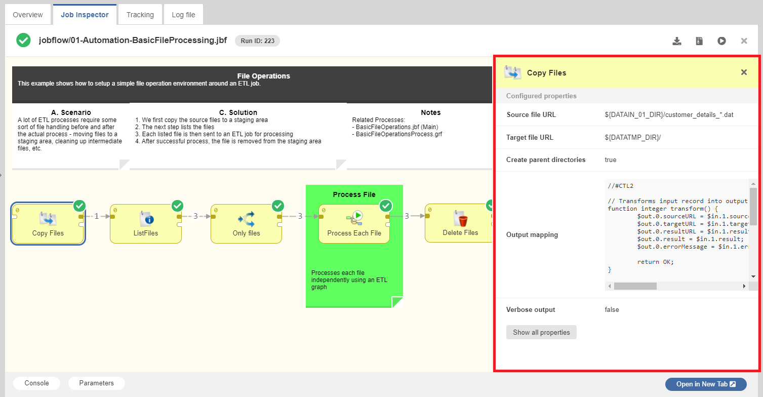 job inspector detail panel