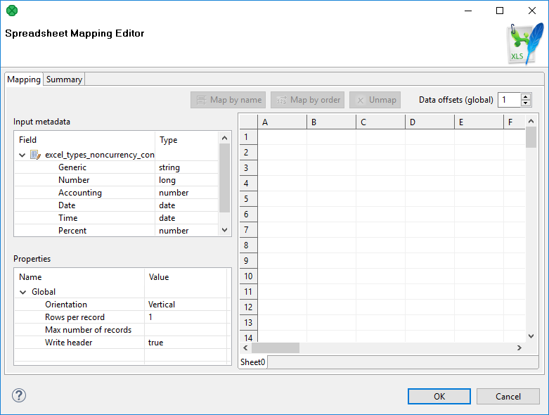 SpreadsheetDataWriter mappingEditor