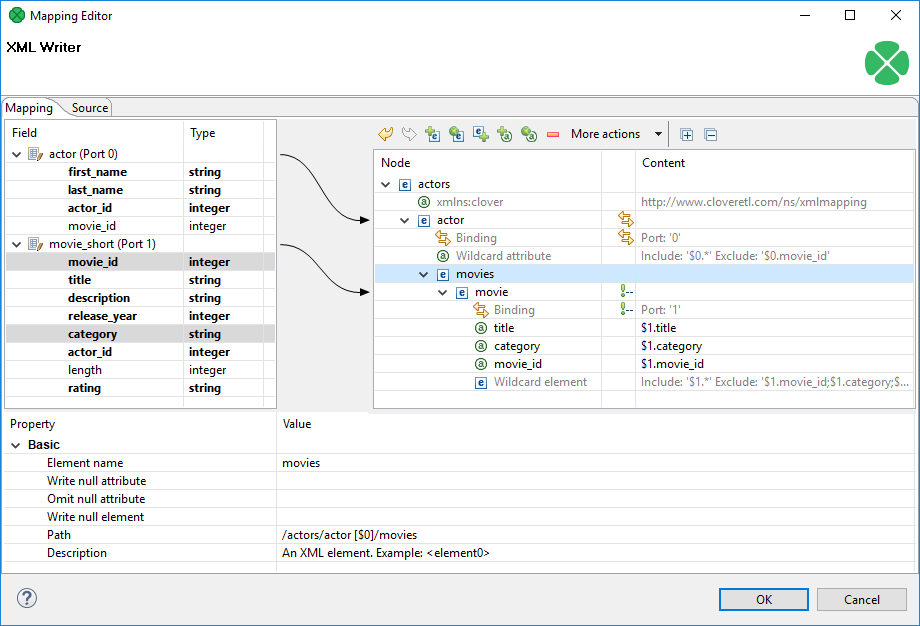 XMLWriter Mapping Editor