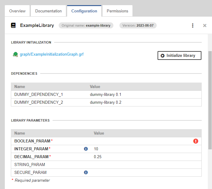 libraryConfigurationParameters