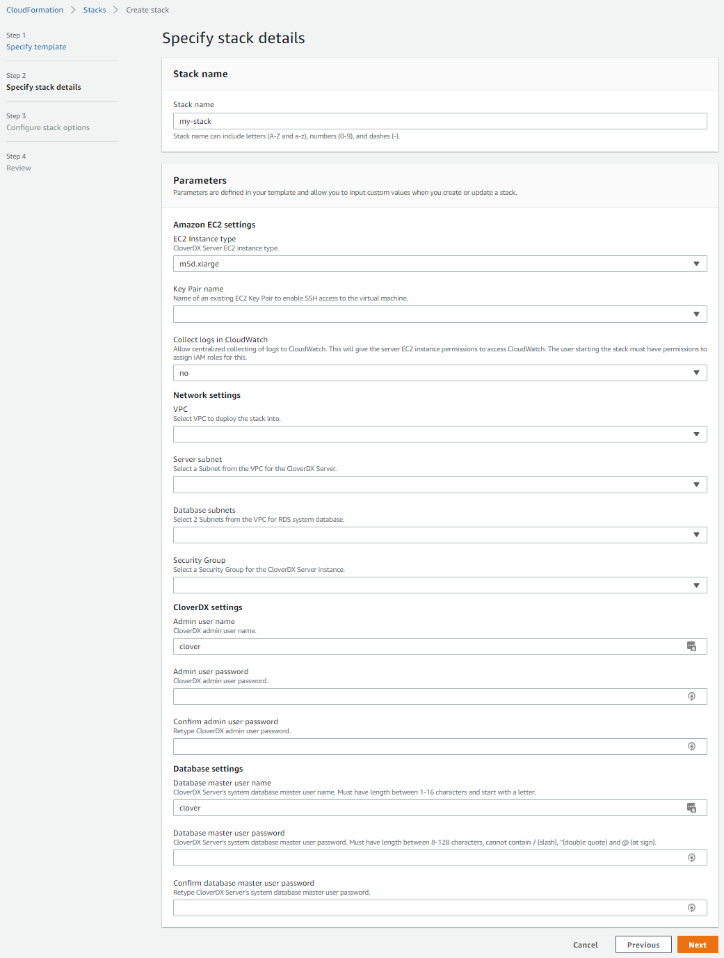 marketplace aws existing infra stack details