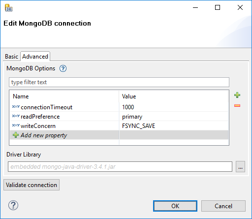 MongoDBConnDialog advanced