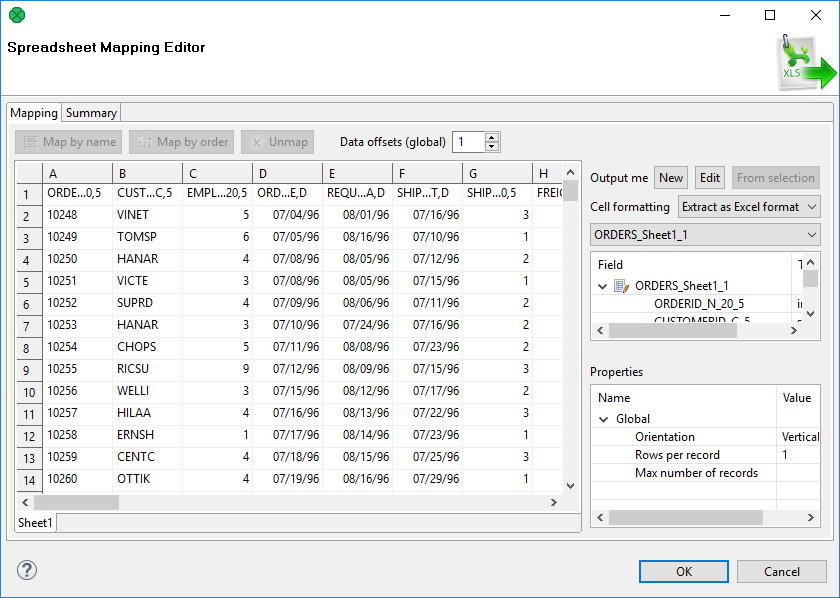 SpreadsheetDataReader mappingEditor