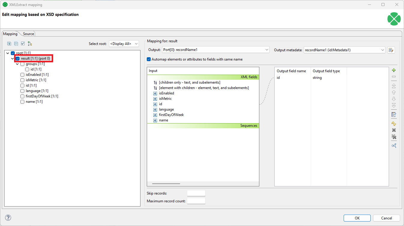 XMLExtract example1 nested nodes mapping