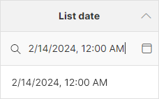 data manager filter date column default