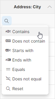 data manager filter string column others