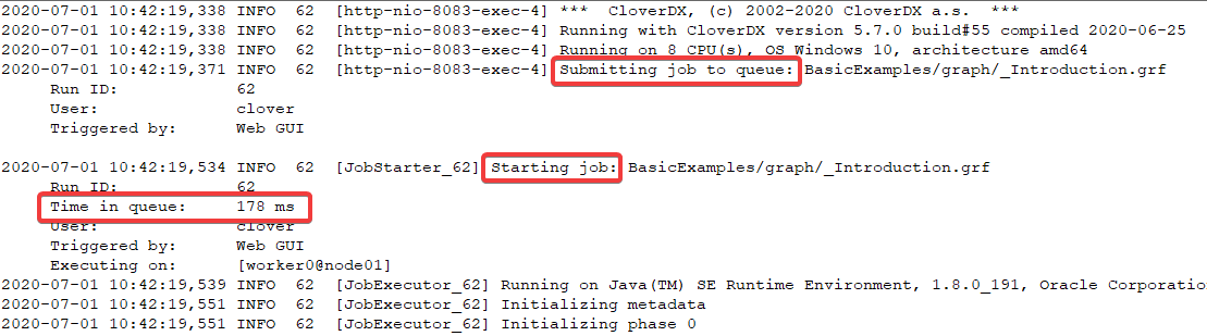 job queue graph log