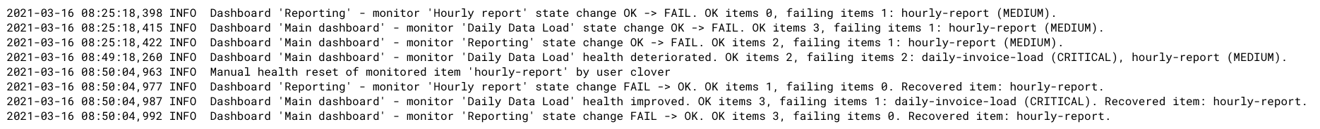 ops dashboard monitor log