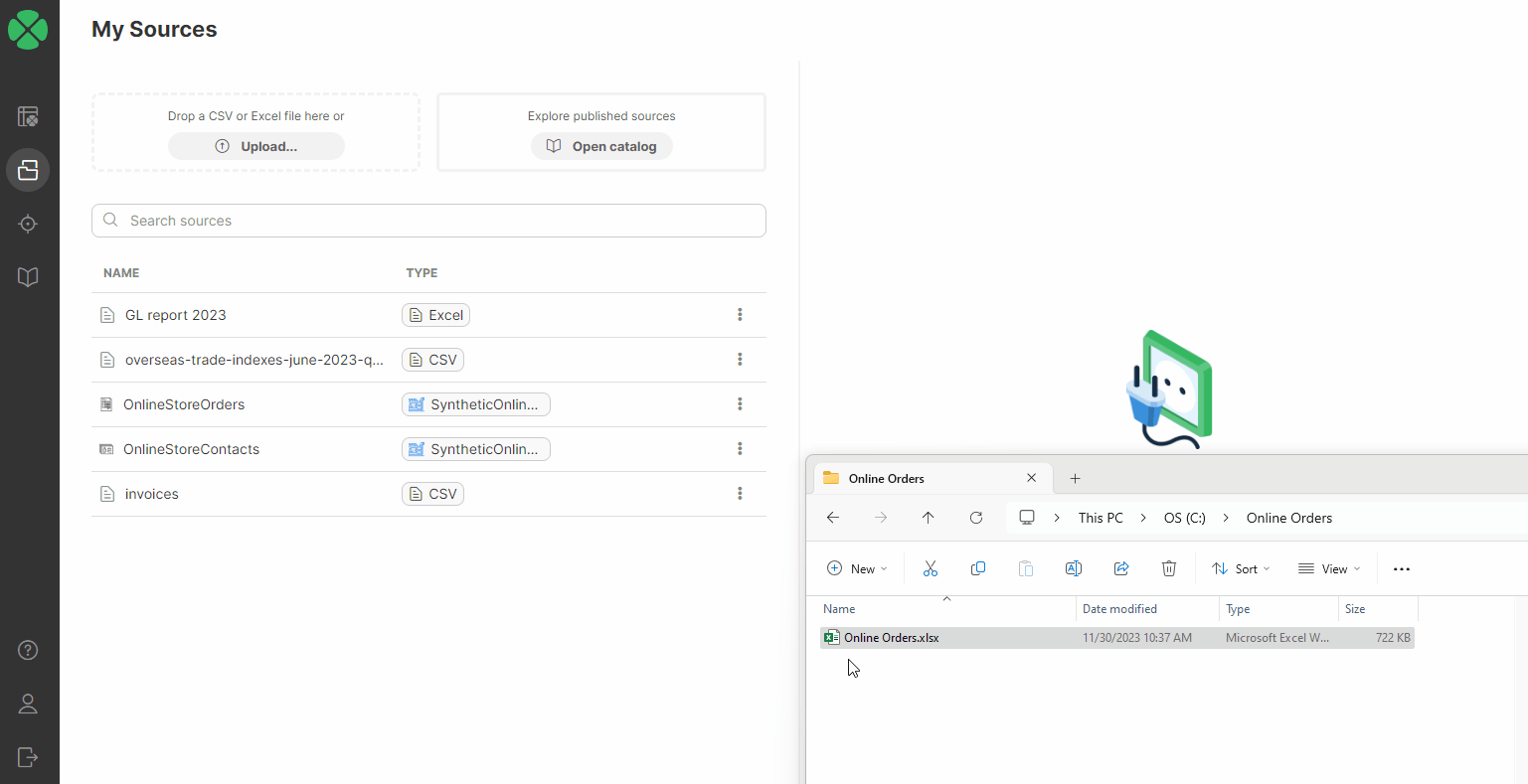 upload excel and create new job