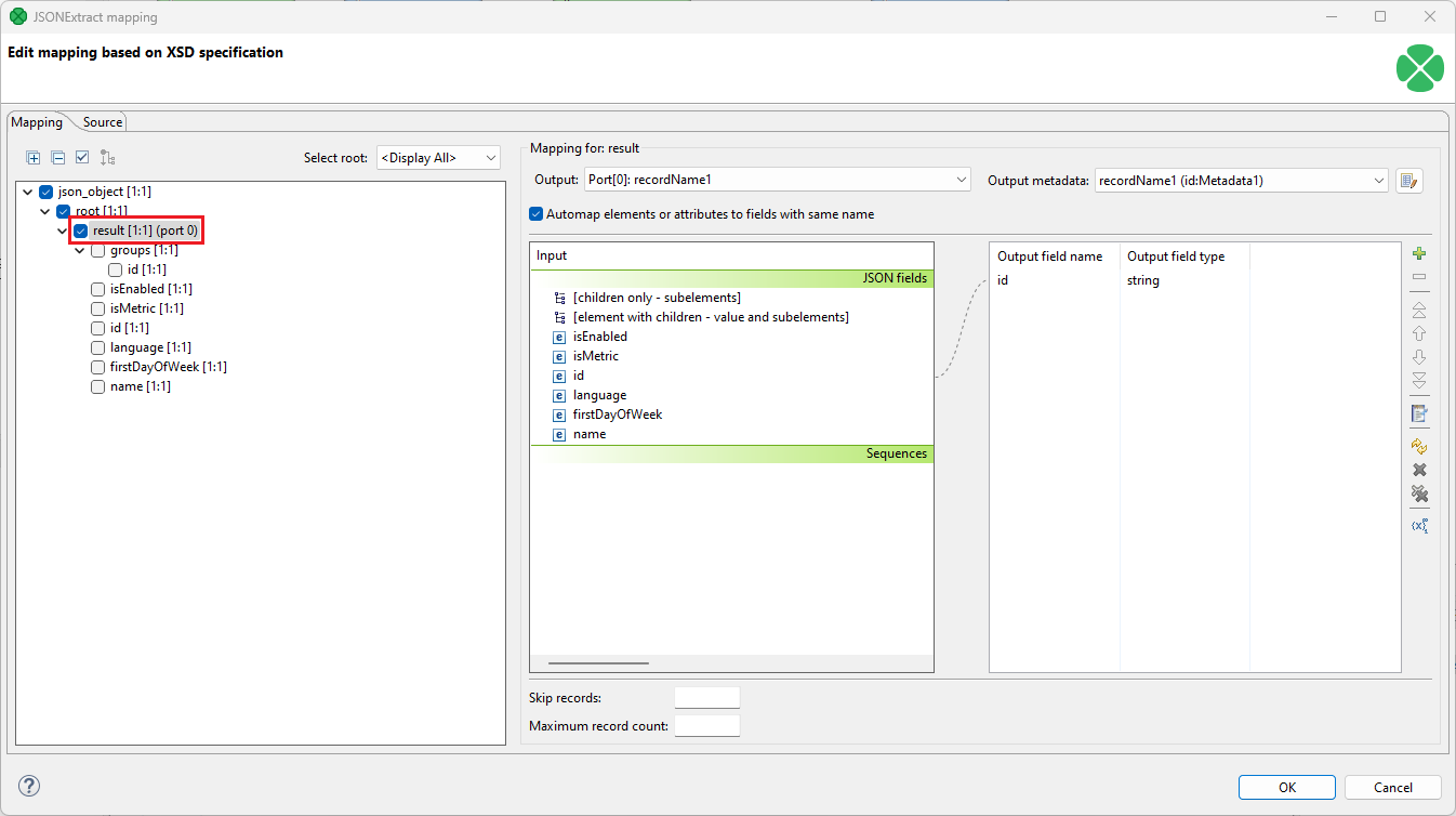 JSONExtract example1 nested nodes mapping