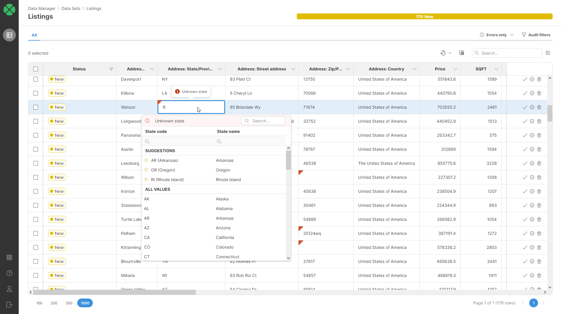 data editor with lookup suggestions