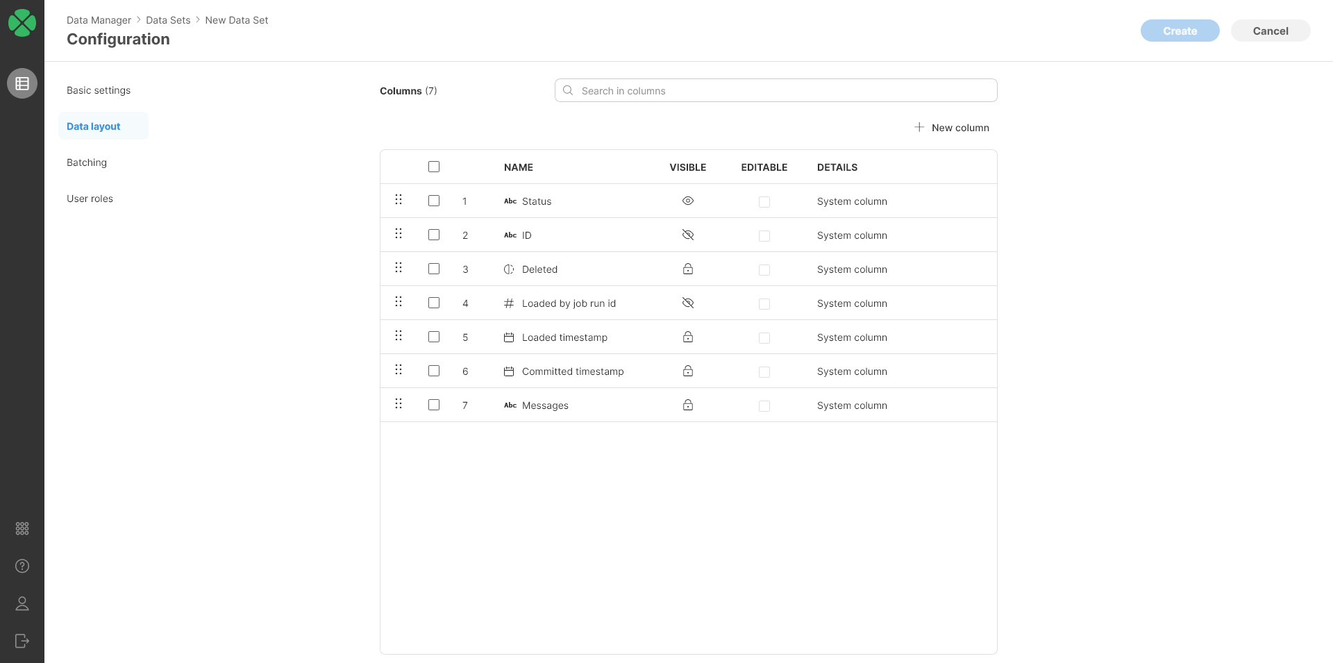 data manager create data set data layout