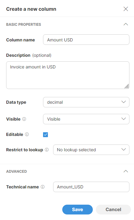 data manager create data set new column