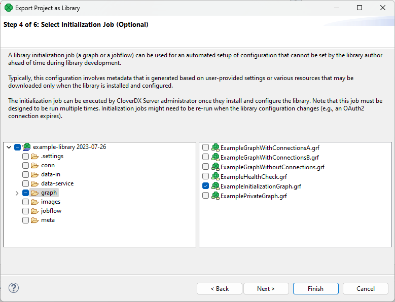 library export 4 initialization job