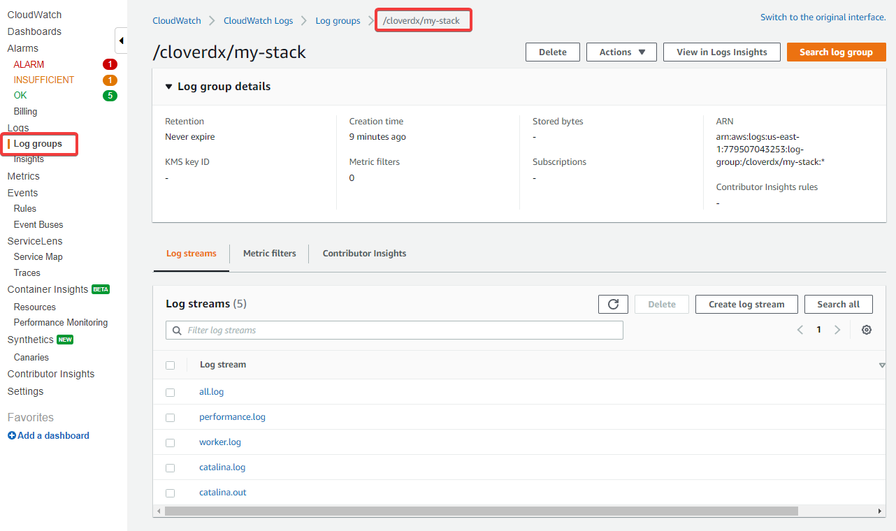 marketplace aws logs cloudwatch