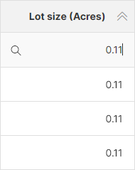 data manager filter decimal column default