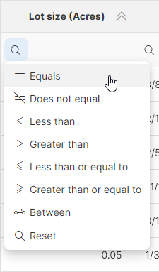 data manager filter decimal column others
