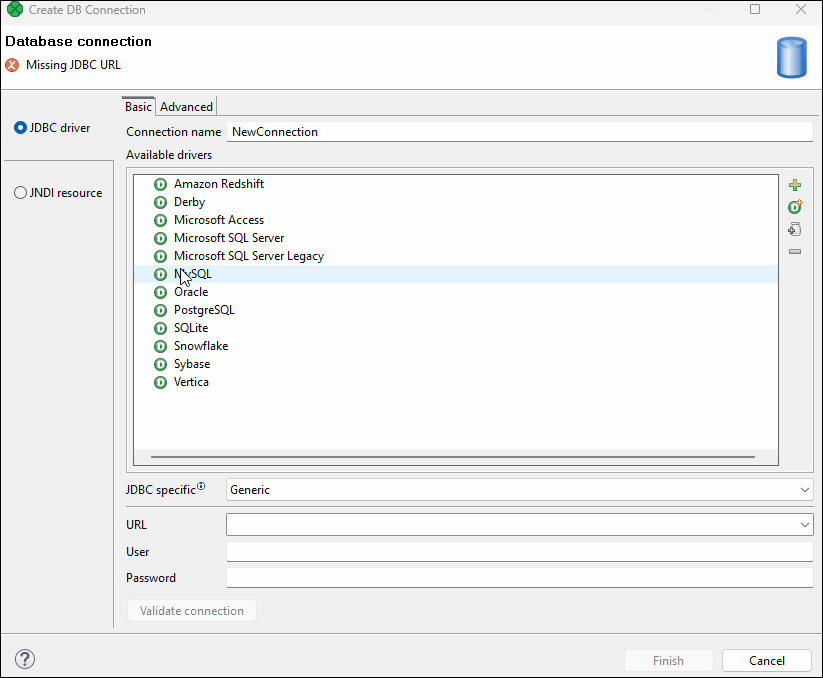 db connection defaults