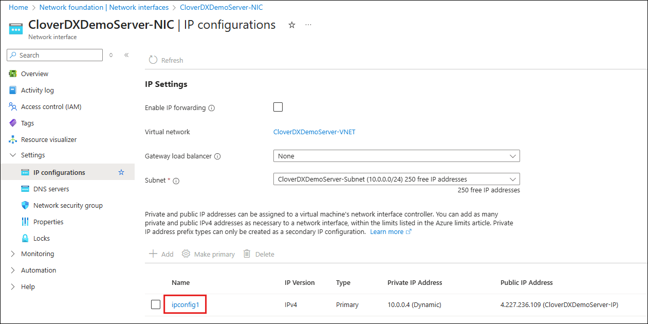 marketplace azure upgrade ip configuration select