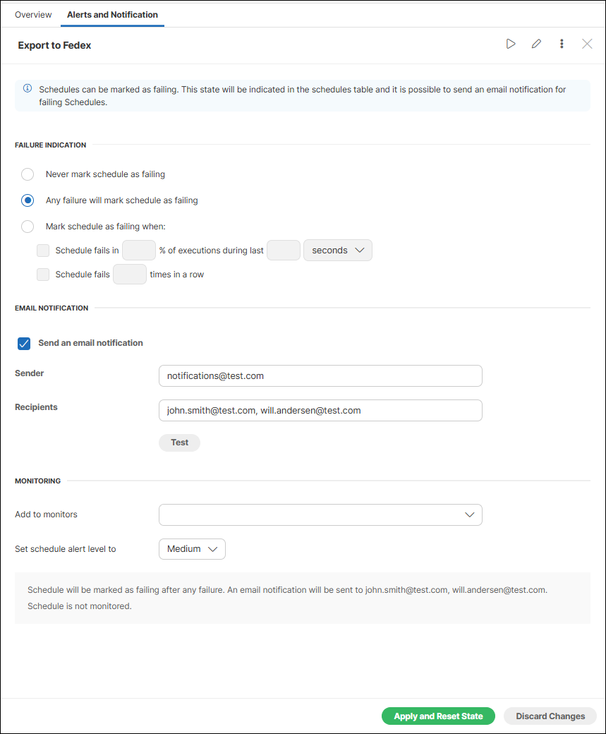 scheduling alerts tab