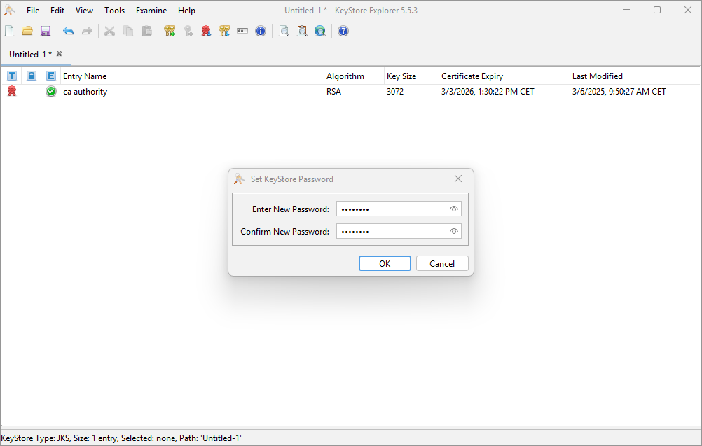 truststore 05 set password