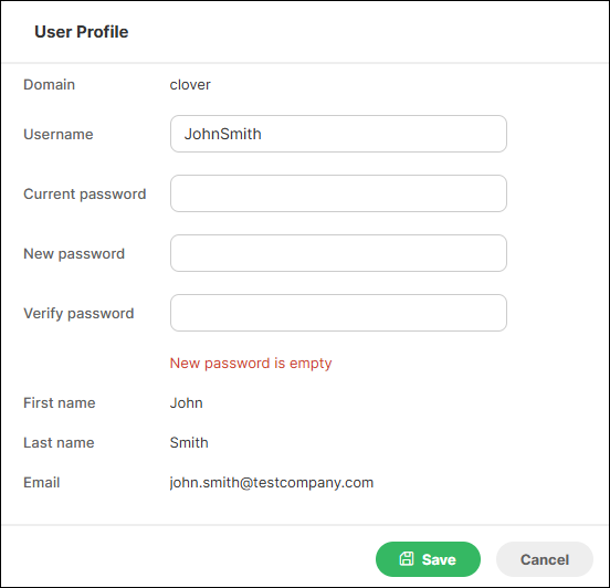 user profile change password