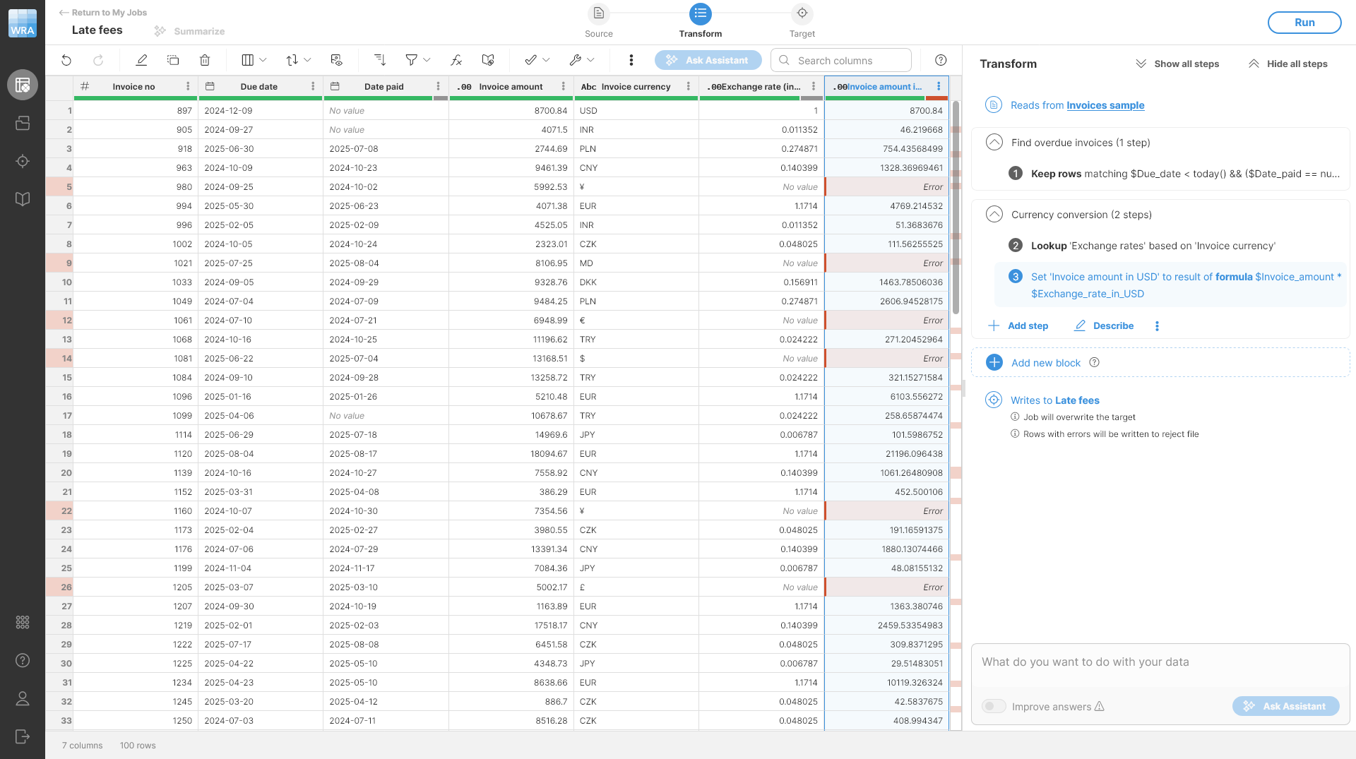 wrangler tutorial currency conversion no ai