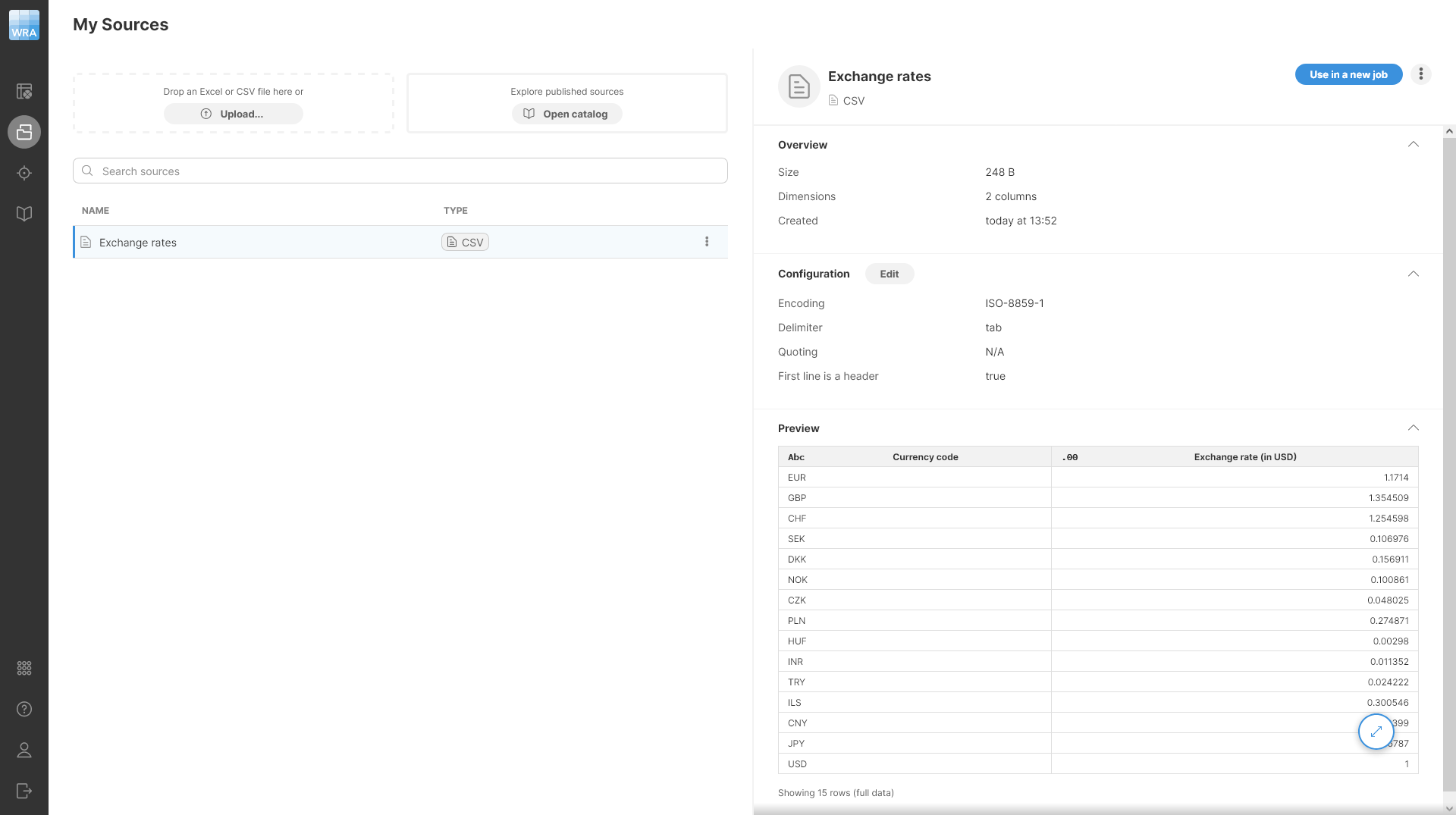 wrangler tutorial exchange rates source