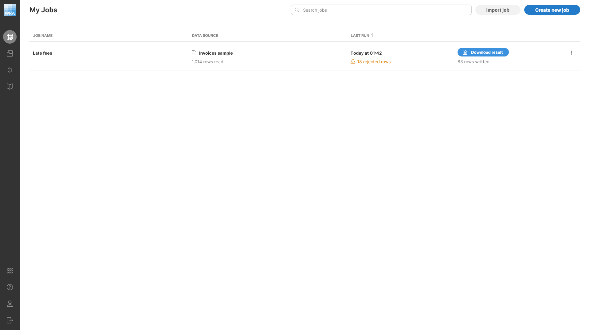 wrangler tutorial running job