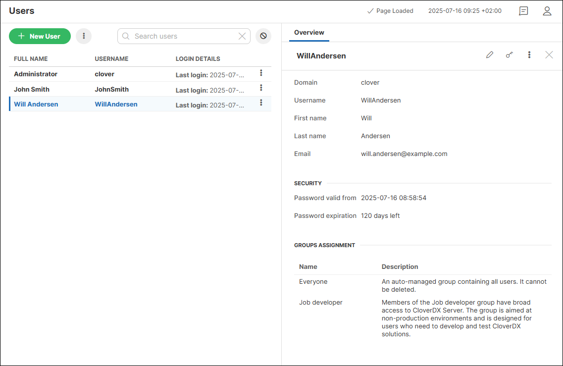 user detail password info