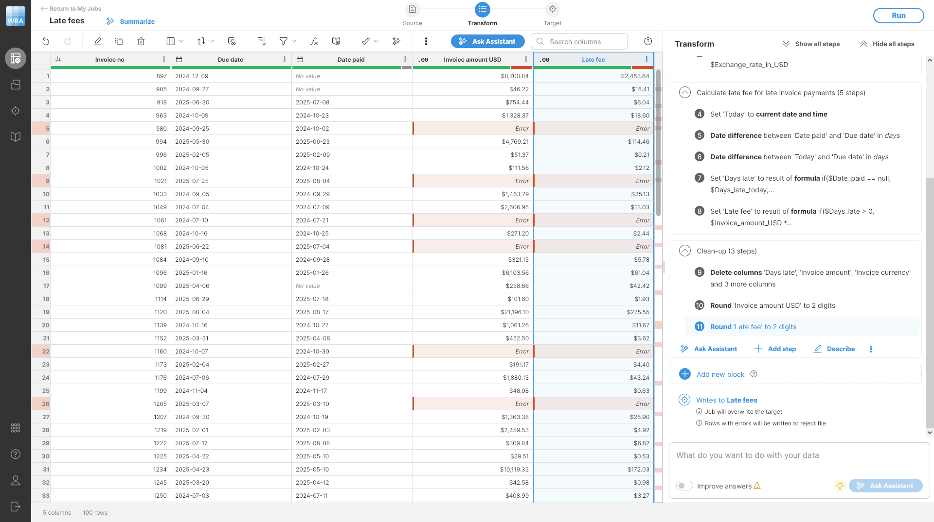 wrangler tutorial late fee ai finished