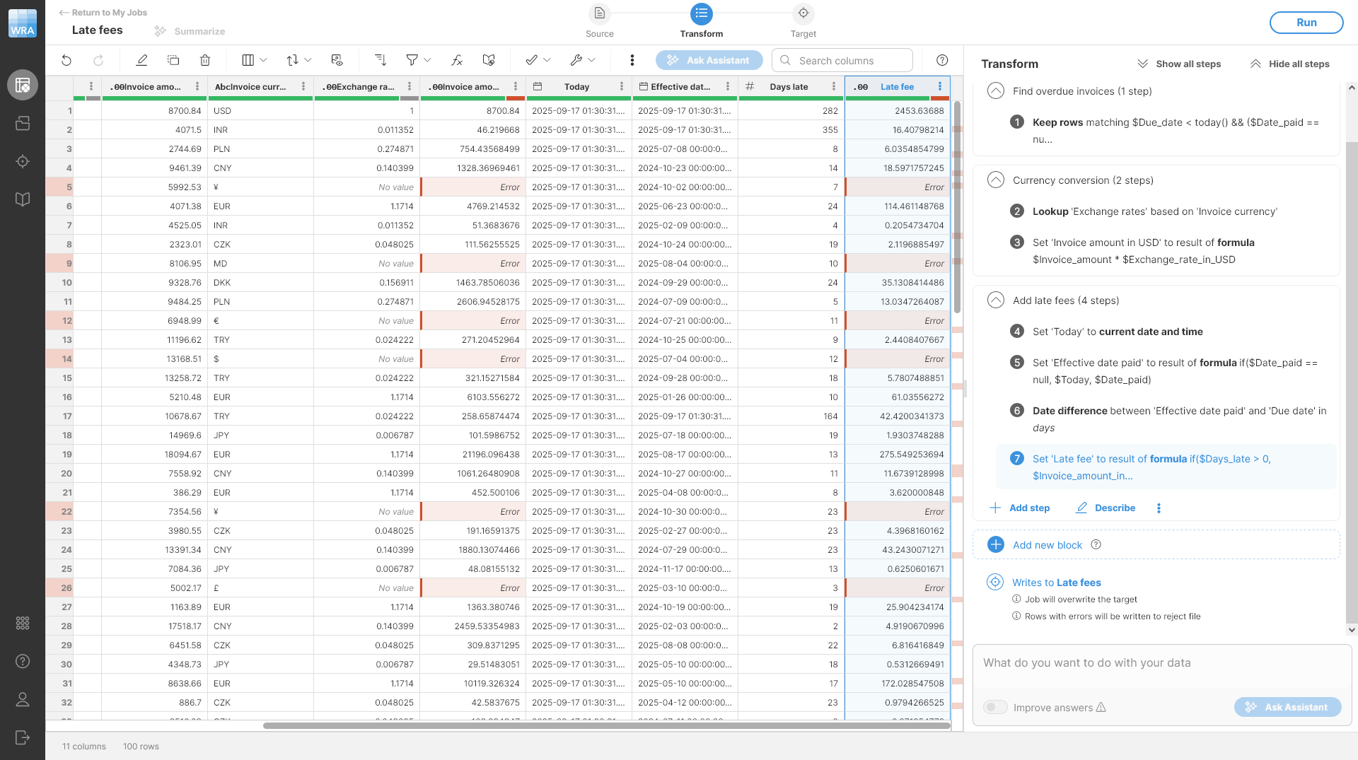 wrangler tutorial late fee no ai