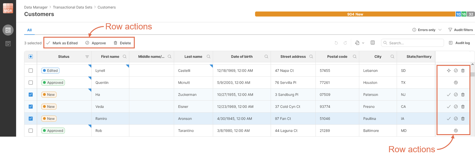 data editor ui elements with labels