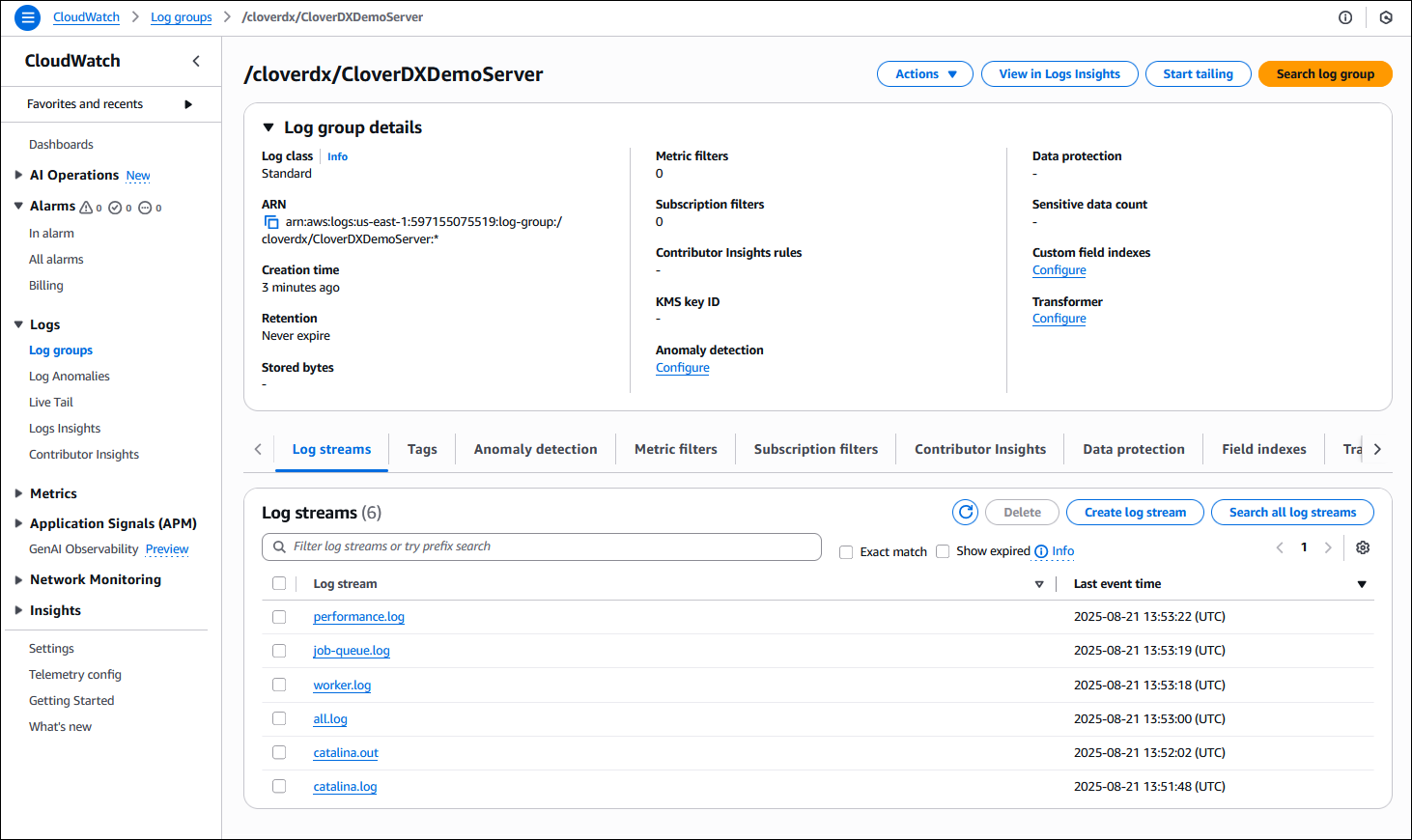 marketplace aws logs cloudwatch