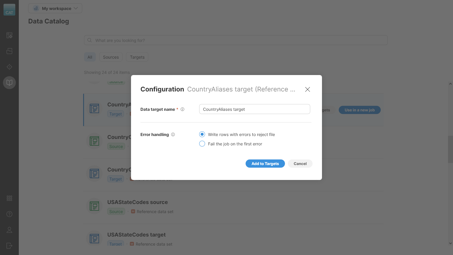 add to targets reference data set