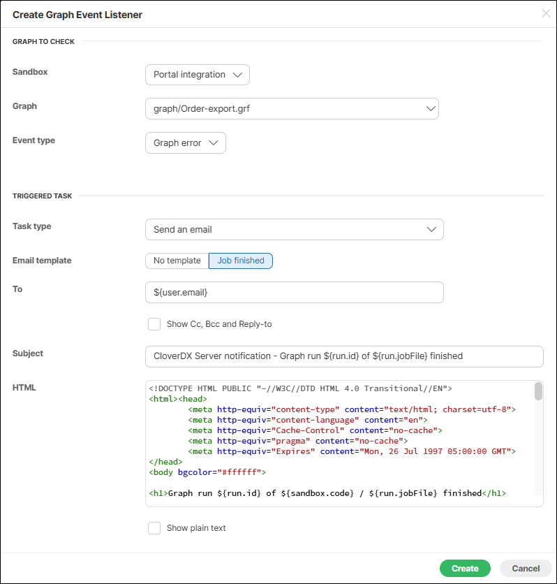 listeners sendEmailOnFailure
