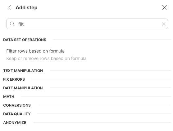 wrangler tutorial add step list of steps