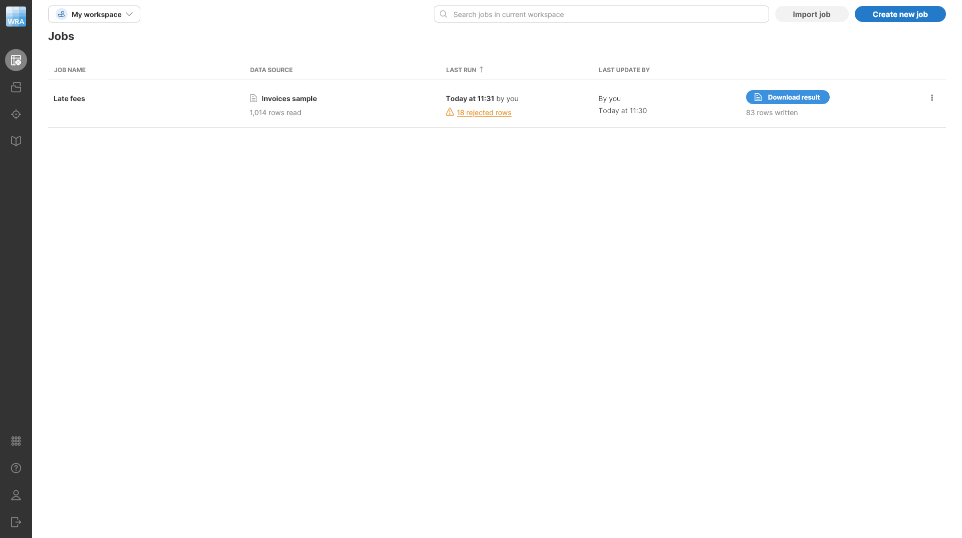 wrangler tutorial running job