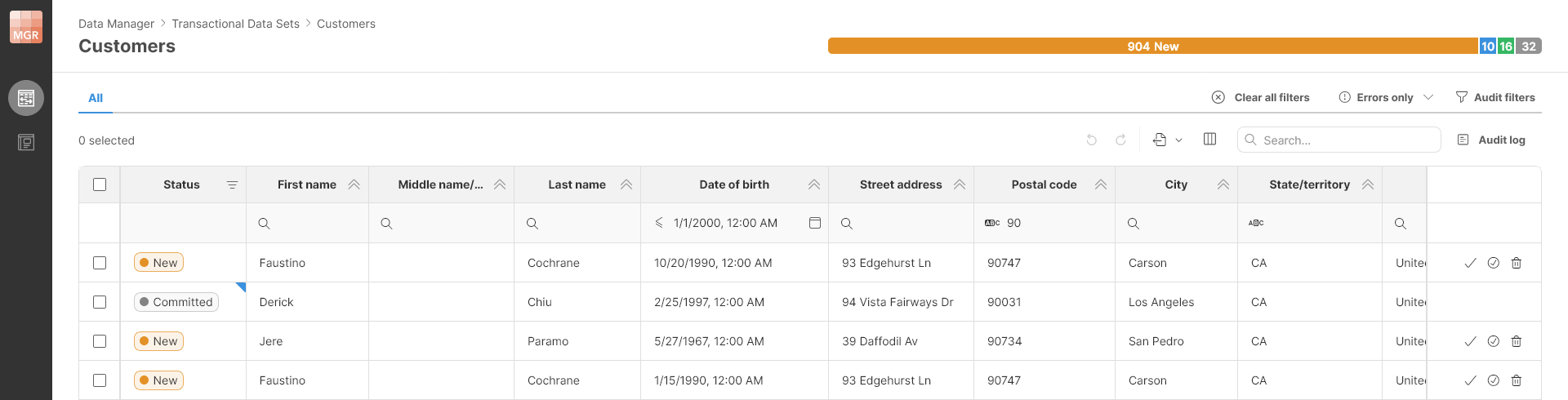data editor filter value filters