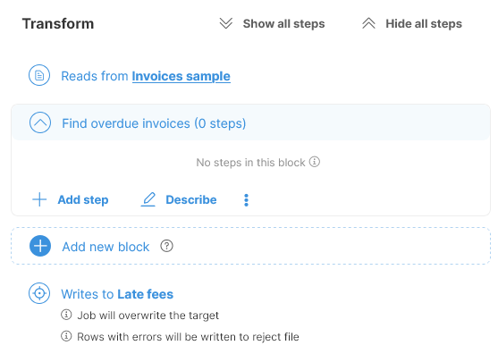 wrangler tutorial add block description