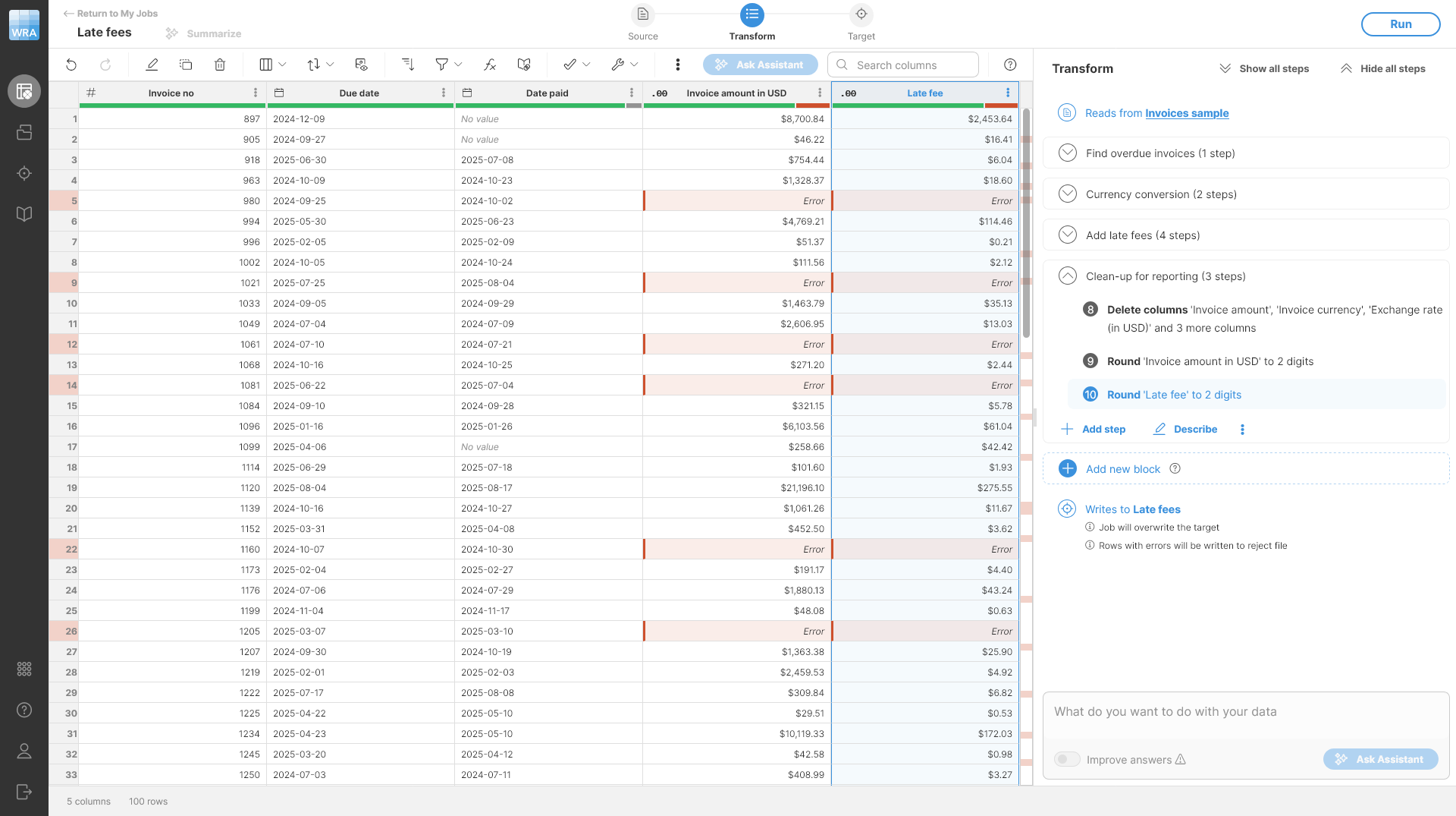 wrangler tutorial late fee no ai finished